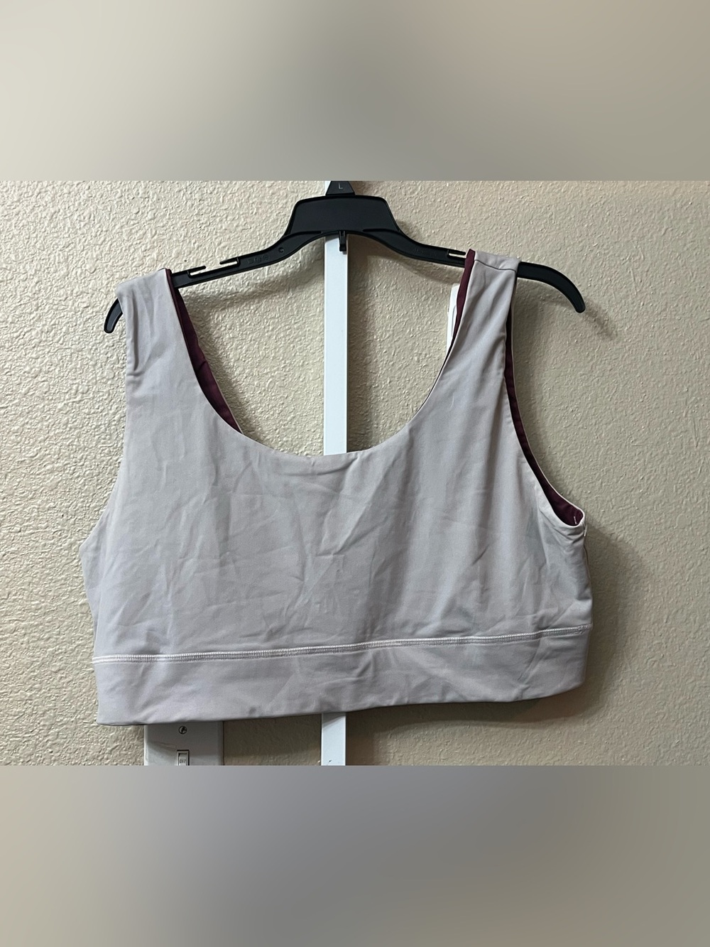 Reversible Light Gray and Burgundy Sleep Bralette